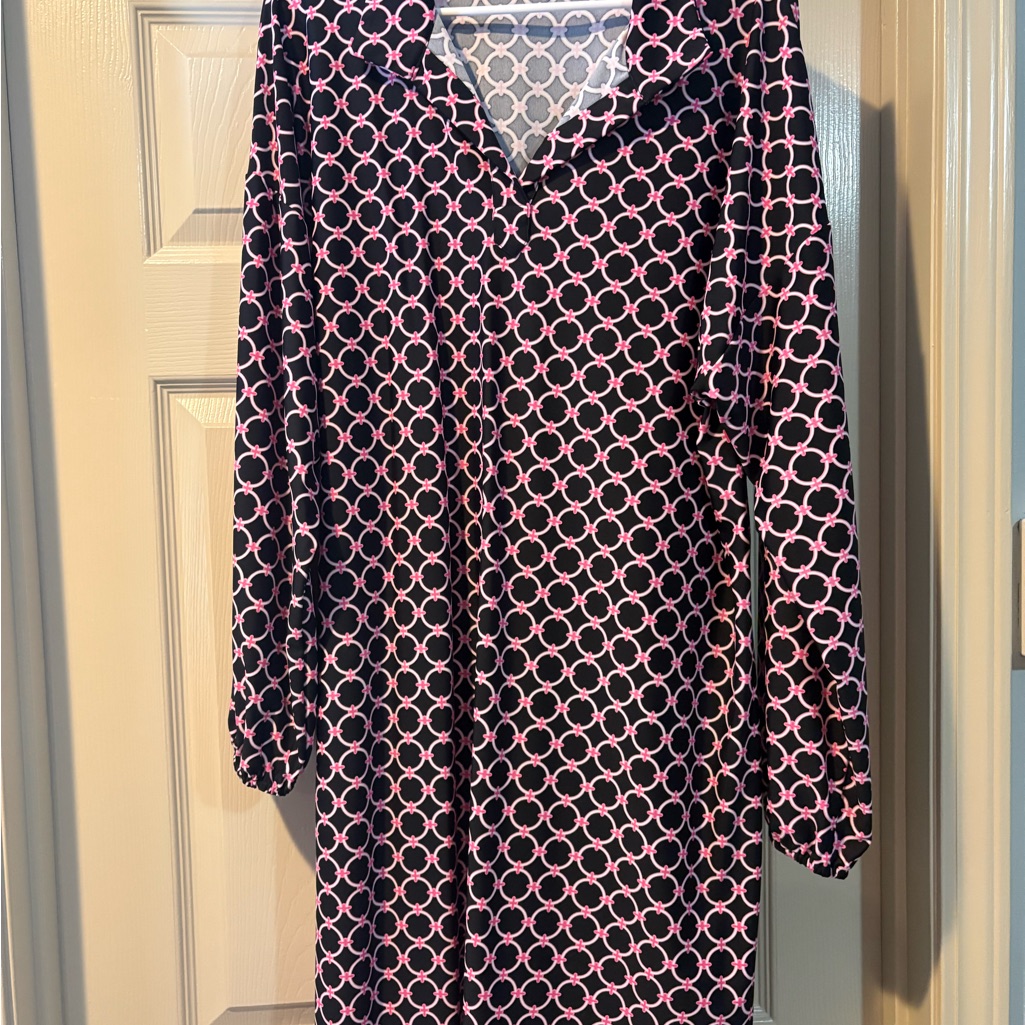Jude Connally Pink And Black Circle Pattern Dress